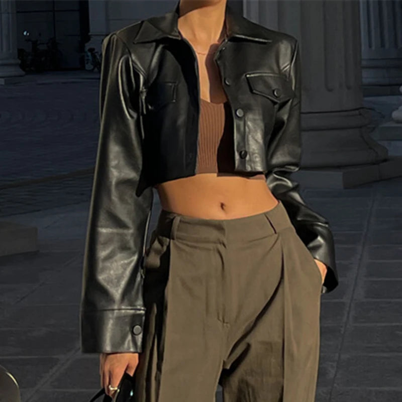 Kaia Cropped Leather Jacket