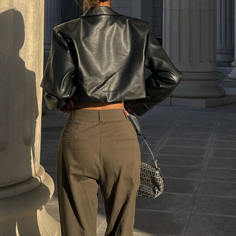 Kaia Cropped Leather Jacket