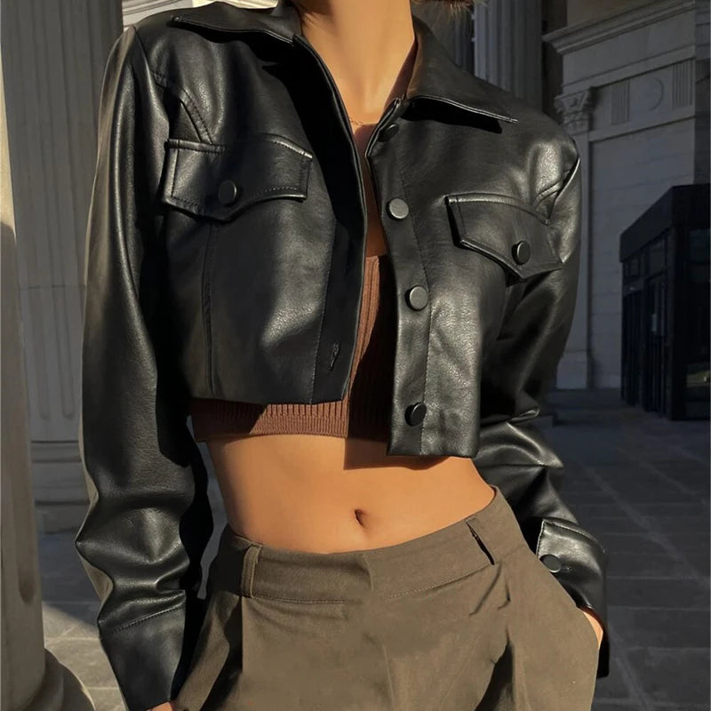 Kaia Cropped Leather Jacket