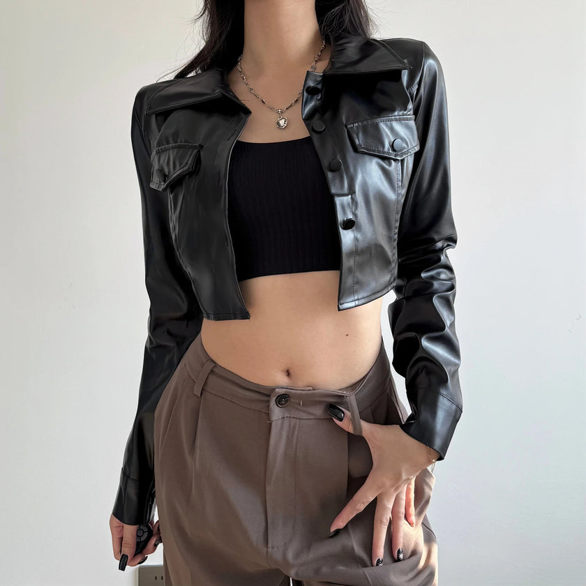 Kaia Cropped Leather Jacket