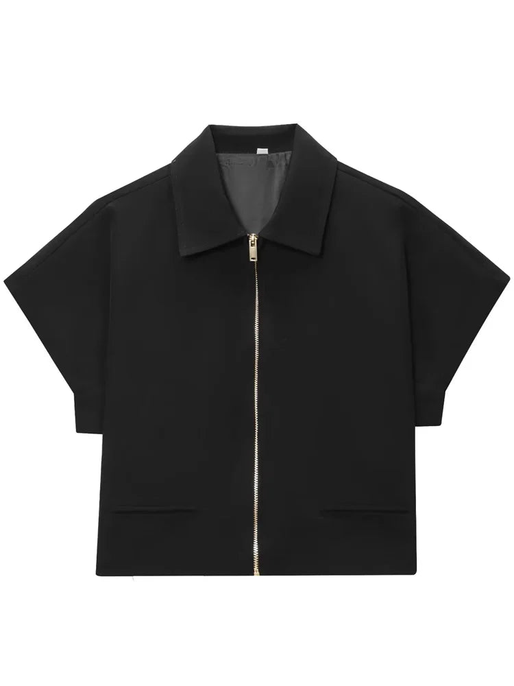 Reina Cropped Zipped Top