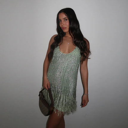 Maribel Sequin Tassle Mini Dress